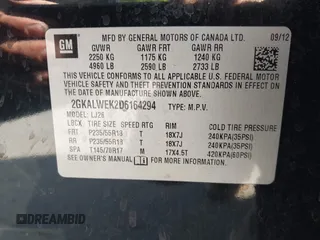 2013 GMC Terrain SLT with VIN 2GKALWEK2D6164294, listed as a IAAI auction lot 42429864 with 153,695 mi miles and . Bid and sale history available at DreamBid. Image 9.