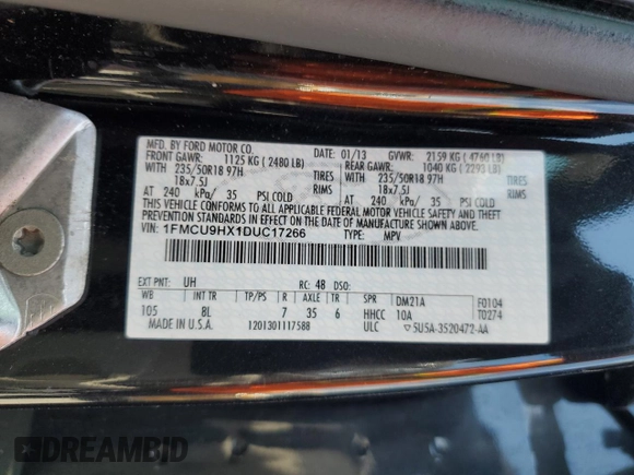 2013 Ford Escape SEL z VIN 1FMCU9HX1DUC17266, wystawiony jako Copart lot #63678025 z przebiegiem 196 206 mil mil oraz Szkoda całkowita • Salvage title. Historia ofert i sprzedaży dostępna na DreamBid. Obrazek 14.