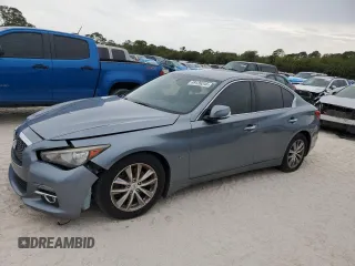 2014 Infiniti Q50 Premium with VIN JN1BV7AP9EM675122, listed as a Copart auction lot 49139245 with 159,565 mi miles and Salvage Title. Bid and sale history available at carsss.com. Image 1.