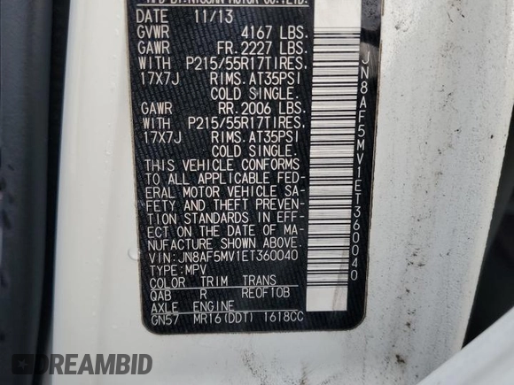 2014 Nissan Juke SV with VIN JN8AF5MV1ET360040, listed as a Copart auction lot 43237315 with Not Provided miles and Salvage Title. Bid and sale history available at DreamBid. Image 15.