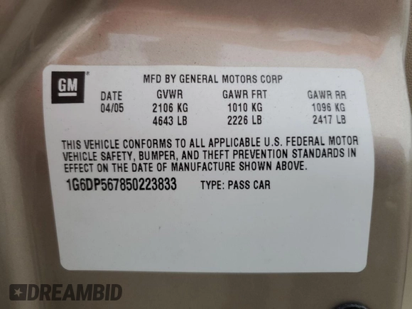 2005 Cadillac CTS with VIN 1G6DP567850223833, listed as a Copart auction lot 74968084 with 122,299 mi miles and Salvage Title. Bid and sale history available at carsss.com. Image 13.