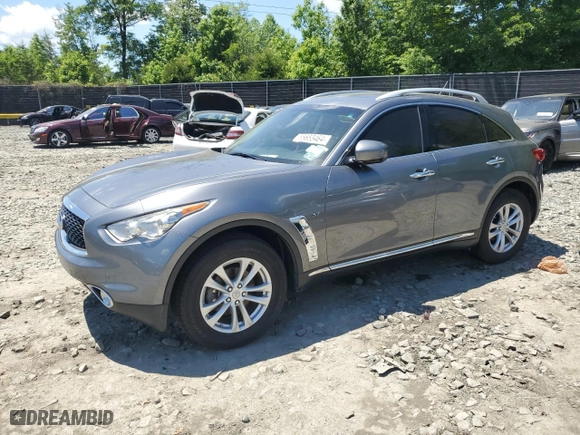 2017 Infiniti QX70 with VIN JN8CS1MW4HM413561, listed as a Copart auction lot 55653464 with 0 mi miles and Salvage Title. Bid and sale history available at carsss.com. Image 1.