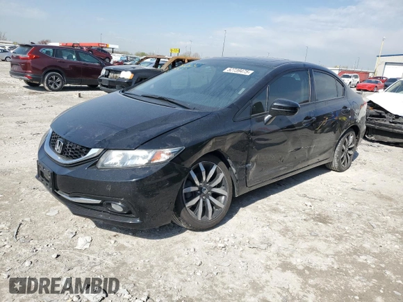 2015 Honda Civic EX-L with VIN 19XFB2F93FE094400, listed as a Copart auction lot 52739475 with 92,108 mi miles and Salvage Title. Bid and sale history available at carsss.com. Image 1.