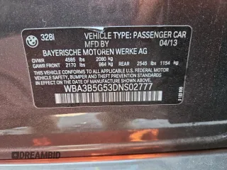 2013 BMW 3 Series 328i xDrive z VIN WBA3B5G53DNS02777, wystawiony jako Copart lot #61685255 z przebiegiem 187 559 mil mil oraz Szkoda całkowita • Salvage title. Historia ofert i sprzedaży dostępna na DreamBid. Obrazek 12.