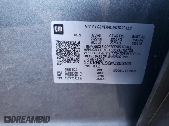 2021 GMC Acadia Denali with VIN 1GKKNPLS6MZ205103, listed as a Copart auction lot 82700104 with 39,505 mi miles and Salvage Title. Bid and sale history available at carsss.com. Image 15.