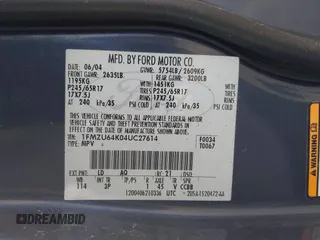 2004 Ford Explorer Eddie Bauer with VIN 1FMZU64K04UC27614, listed as a IAAI auction lot 42522711 with Not provided miles and . Bid and sale history available at DreamBid. Image 9.