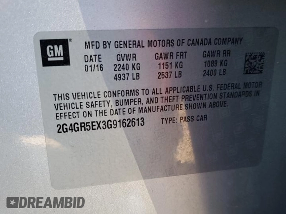 2016 Buick Regal Premium I z VIN 2G4GR5EX3G9162613, wystawiony jako Copart lot #84551874 z przebiegiem 106 427 mil mil oraz Szkoda całkowita • Salvage title. Historia ofert i sprzedaży dostępna na DreamBid. Obrazek 14.