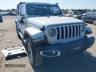 2019 Jeep Wrangler Unlimited Sahara with VIN 1C4HJXEG0KW577917, listed as a IAAI auction lot 41993670 with 90,584 mi miles and . Bid and sale history available at DreamBid. Image 1.