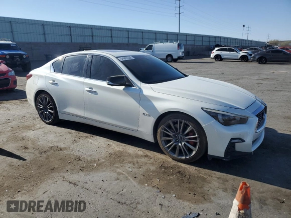 2018 Infiniti Q50 Red Sport 400 with VIN JN1FV7AP3JM461528, listed as a Copart auction lot 54928565 with 91,501 mi miles and Clean Title. Bid and sale history available at DreamBid. Image 4.