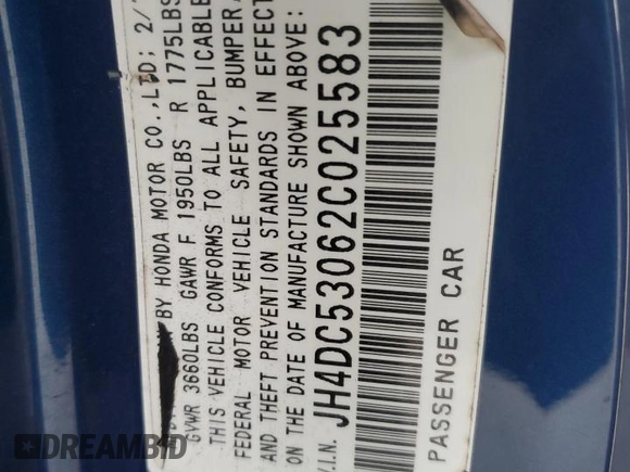 2002 Acura RSX Type S with VIN JH4DC53062C025583, listed as a Copart auction lot 80973534 with 207,624 mi miles and Salvage Title. Bid and sale history available at carsss.com. Image 14.