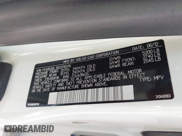 2013 Volvo XC60 3.2L с VIN YV4952DL3D2378376, выставлен на аукционе IAAI как лот 42037112 с пробегом 83 339 миль миль и . История ставок и продаж доступна на DreamBid. Изображение 9.