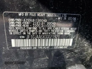 2016 Subaru Impreza z VIN JF1GJAA6XGG021921, wystawiony jako Copart lot #45963545 z przebiegiem Nie podano mil oraz Szkoda całkowita • Salvage title. Historia ofert i sprzedaży dostępna na DreamBid. Obrazek 12.
