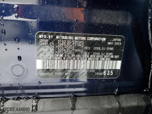 2023 Mitsubishi Outlander SE with VIN JA4J4UA87PZ057350, listed as a Copart auction lot 45981645 with 30,673 mi miles and Salvage Title. Bid and sale history available at carsss.com. Image 13.