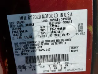 2004 Ford F-150 XL z VIN 1FTPX12544NA27347, wystawiony jako Copart lot #61166125 z przebiegiem 146 739 mil mil oraz Szkoda całkowita • Salvage title. Historia ofert i sprzedaży dostępna na DreamBid. Obrazek 12.