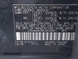2021 Toyota Venza LE with VIN JTEAAAAH3MJ063486, listed as a IAAI auction lot 41800679 with 75,475 mi miles and . Bid and sale history available at carsss.com. Image 9.