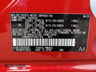 2023 Subaru Solterra Premium z VIN JTMABABA9PA001288, wystawiony jako Copart lot #71237833 z przebiegiem Nie podano mil oraz . Historia ofert i sprzedaży dostępna na DreamBid. Obrazek 14.