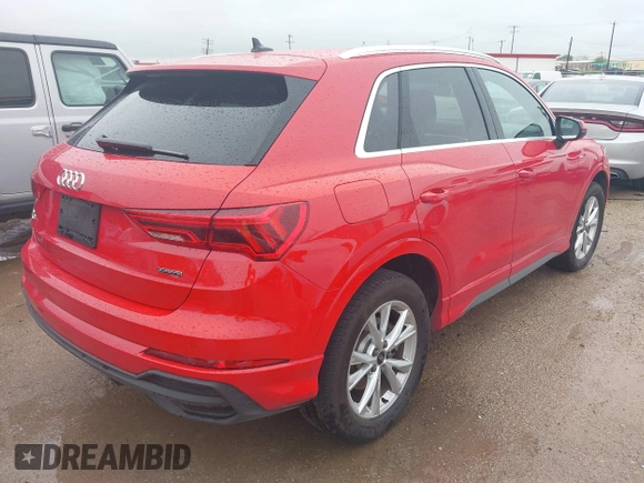 2024 Audi Q3 S line Premium with VIN WA1DECF36R1126631, listed as a IAAI auction lot 41959027 with 21,775 mi miles. Bid and sale history available at carsss.com. Image 4.