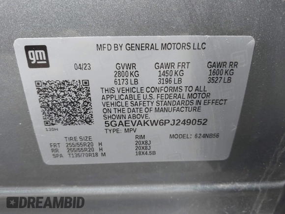 2023 Buick Enclave Essence with VIN 5GAEVAKW6PJ249052, listed as a IAAI auction lot 41926147 with 35,192 mi miles and . Bid and sale history available at carsss.com. Image 9.