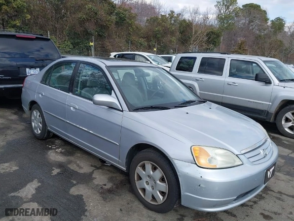 2002 Honda Civic EX with VIN 1HGES25702L065788, listed as a IAAI auction lot 41629120 with 1 mi miles. Bid and sale history available at carsss.com. Image 1.