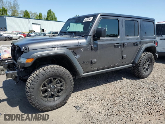 2024 Jeep Wrangler Willys with VIN 1C4PJXDG2RW300449, listed as a Copart auction lot 54367845 with 345 mi miles and Salvage title. Bid and sale history available at DreamBid. Image 1.