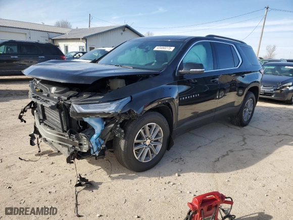 2022 Chevrolet Traverse LT Leather with VIN 1GNEVHKW0NJ149492, listed as a Copart auction lot 43480275 with 25,487 mi miles and Salvage Title. Bid and sale history available at carsss.com. Image 1.
