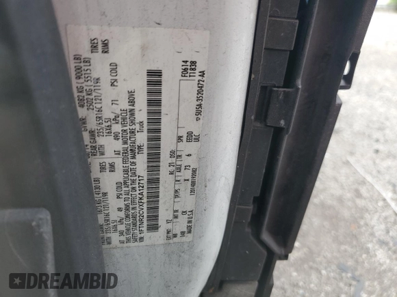 2015 Ford Transit with VIN 1FTNR2CVXFKA12717, listed as a Copart auction lot 76483854 with 268,957 mi miles and Salvage Title. Bid and sale history available at DreamBid. Image 12.