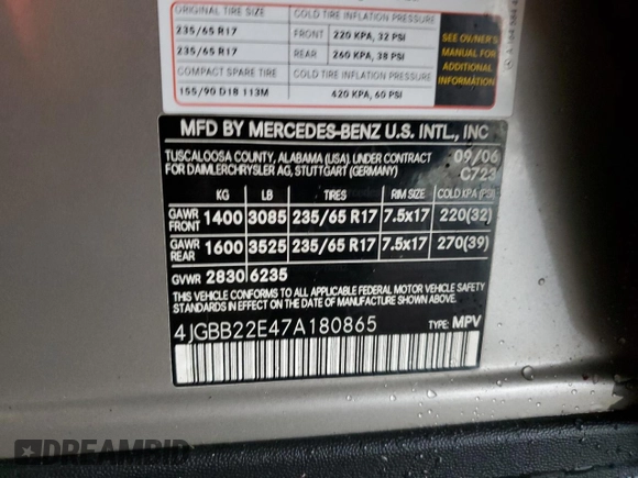 2007 Mercedes-Benz M 320 CDI with VIN 4JGBB22E47A180865, listed as a Copart auction lot 79130724 with 179,508 mi miles and Clean Title. Bid and sale history available at carsss.com. Image 13.