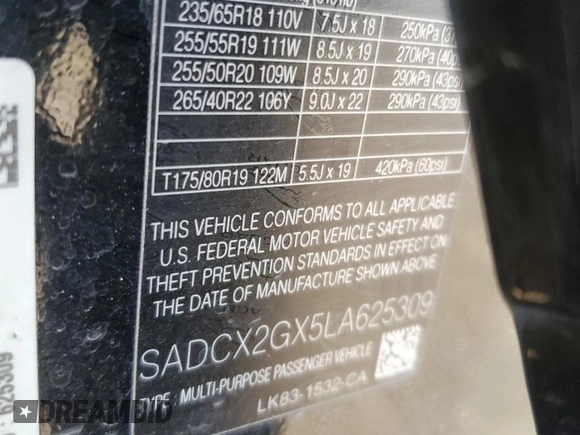 2020 Jaguar F-Pace with VIN SADCX2GX5LA625309, listed as a Copart auction lot 47579175 with 30,898 mi miles and Salvage title. Bid and sale history available at DreamBid. Image 13.