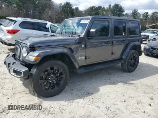 2021 Jeep Wrangler Unlimited Sahara with VIN 1C4JJXP61MW644758, listed as a Copart auction lot 50034335 with 39,268 mi miles and Salvage Title. Bid and sale history available at DreamBid. Image 1.