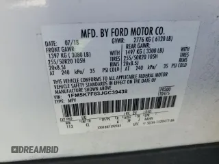 2018 Ford Explorer Limited z VIN 1FM5K7F83JGC39438, wystawiony jako Copart lot #64016245 z przebiegiem 103 898 mil mil oraz Szkoda całkowita • Salvage title. Historia ofert i sprzedaży dostępna na DreamBid. Obrazek 14.