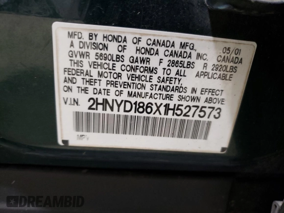 2001 Acura MDX Touring Pkg with VIN 2HNYD186X1H527573, listed as a Copart auction lot 49107615 with 226,545 mi miles and Salvage Title. Bid and sale history available at carsss.com. Image 15.