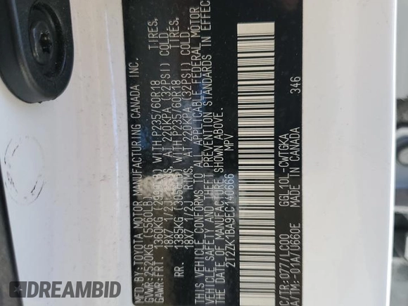 2014 Lexus RX 350 with VIN 2T2ZK1BA9EC140666, listed as a Copart auction lot 62848395 with 103,135 mi miles and Salvage title. Bid and sale history available at DreamBid. Image 13.
