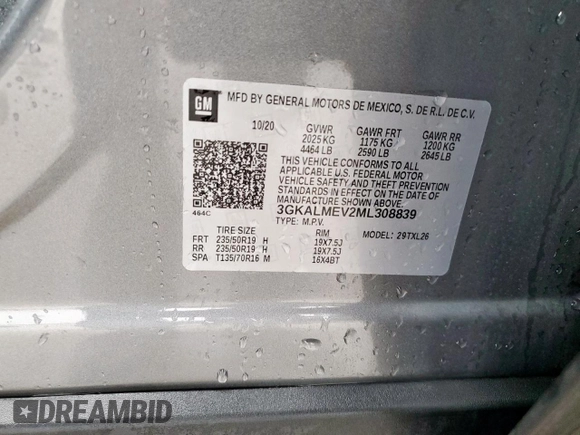 2021 GMC Terrain SLE z VIN 3GKALMEV2ML308839, wystawiony jako Copart lot #51755945 z przebiegiem 61 679 mil mil oraz Czysty tytuł • Clean title. Historia ofert i sprzedaży dostępna na DreamBid. Obrazek 13.