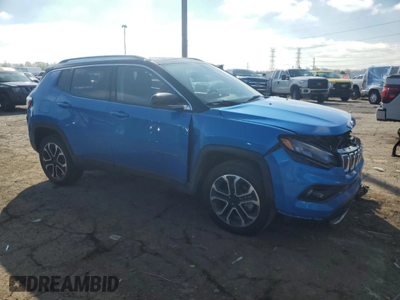 2022 Jeep Compass Limited with VIN 3C4NJDCB6NT102209, listed as a Copart auction lot 54700305 with 20,888 mi miles and Clean title. Bid and sale history available at DreamBid. Image 4.