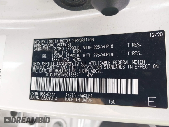 2021 Lexus NX 300h z VIN JTJGJRDZ4M5013557, wystawiony jako IAAI lot #42403324 z przebiegiem 109 568 mil mil oraz . Historia ofert i sprzedaży dostępna na DreamBid. Obrazek 9.