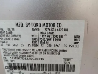 2018 Ford Explorer XLT with VIN 1FM5K7D82JGC06515, listed as a Copart auction lot 75043324 with 65,621 mi miles and Salvage Title. Bid and sale history available at DreamBid. Image 14.