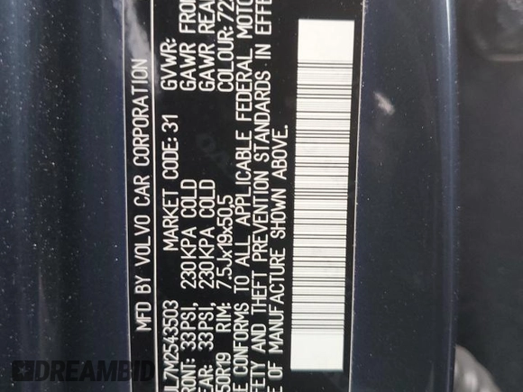2021 Volvo XC40 Inscription с VIN YV4162UL7M2543503, выставлен на аукционе Copart как лот 87210554 с пробегом 39 461 миль миль и Списание • Salvage title. История ставок и продаж доступна на DreamBid. Изображение 13.