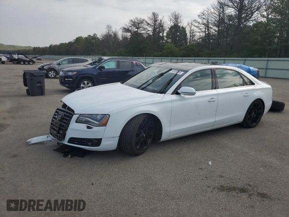 2013 Audi A8 3.0L with VIN WAURGAFD2DN019125, listed as a Copart auction lot 60959515 with 76,585 mi miles and Salvage title. Bid and sale history available at DreamBid. Image 1.