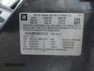 2014 GMC Terrain SLE with VIN 2GKALMEK9E6227719, listed as a IAAI auction lot 41946122 with 156,389 mi miles. Bid and sale history available at carsss.com. Image 9.