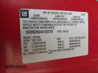 2004 Chevrolet Express Cargo z VIN 1GCHG35U441202707, wystawiony jako IAAI lot #41685904 z przebiegiem 257 847 mil mil oraz . Historia ofert i sprzedaży dostępna na DreamBid. Obrazek 9.