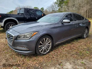 2015 Hyundai Genesis 5.0L with VIN KMHGN4JF8FU082535, listed as a IAAI auction lot 41768435 with 101,003 mi miles. Bid and sale history available at carsss.com. Image 2.