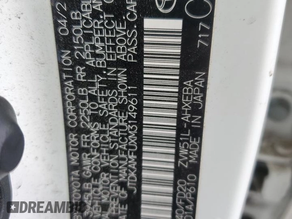 2021 Toyota Prius L Eco with VIN JTDKAMFUXM3149611, listed as a Copart auction lot 44269505 with 81,437 mi miles and Salvage title. Bid and sale history available at DreamBid. Image 12.