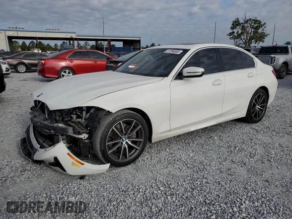 2020 BMW 3 Series 330i with VIN WBA5R1C0XLFH39262, listed as a Copart auction lot 57398585 with 55,456 mi miles and Salvage title. Bid and sale history available at DreamBid. Image 1.