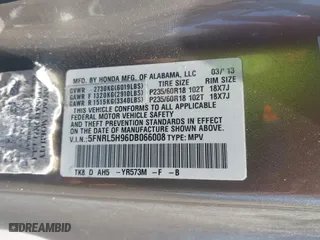 2013 Honda Odyssey Touring with VIN 5FNRL5H96DB066008, listed as a IAAI auction lot 41734055 with 120,292 mi miles. Bid and sale history available at carsss.com. Image 9.