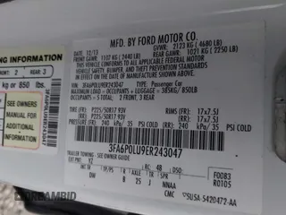 2014 Ford Fusion SE Hybrid with VIN 3FA6P0LU9ER243047, listed as a IAAI auction lot 42417116 with 258,266 mi miles and . Bid and sale history available at DreamBid. Image 9.