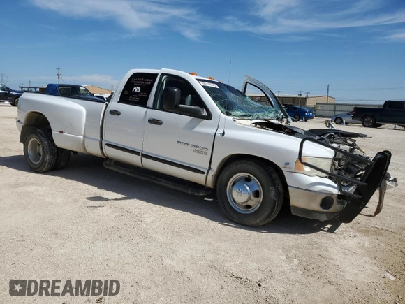 2005 Dodge 3500 SLT z VIN 3D7MR48C15G859605, wystawiony jako Copart lot #55133275 z przebiegiem Nie podano mil oraz Nie do naprawy • Non repairable. Historia ofert i sprzedaży dostępna na DreamBid. Obrazek 4.