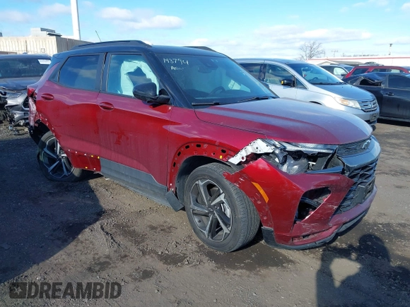 2022 Chevrolet TrailBlazer RS with VIN KL79MUSL6NB134627, listed as a IAAI auction lot 41338995 with 33,258 mi miles. Bid and sale history available at carsss.com. Image 1.