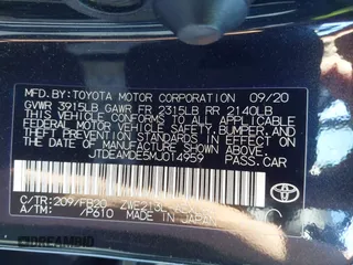 2021 Toyota Corolla Hybrid LE with VIN JTDEAMDE5MJ014959, listed as a IAAI auction lot 41751203 with 26,220 mi miles. Bid and sale history available at carsss.com. Image 9.