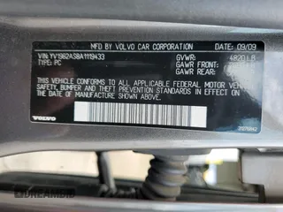 2010 Volvo S80 I6 with VIN YV1982AS8A1119433, listed as a Copart auction lot 64191064 with 200,720 mi miles and Non Repairable. Bid and sale history available at carsss.com. Image 12.