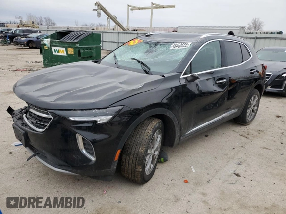 2023 Buick Envision Preferred with VIN LRBAZLR46PD055412, listed as a Copart auction lot 43463655 with 22,972 mi miles and Non Repairable. Bid and sale history available at carsss.com. Image 1.